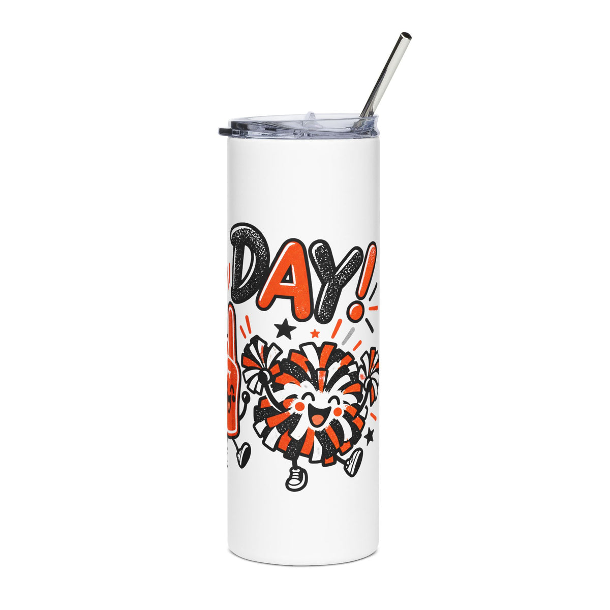 Game Day 20oz Stainless Steel Tumbler — Cute Football & Fan Foam Finger Design