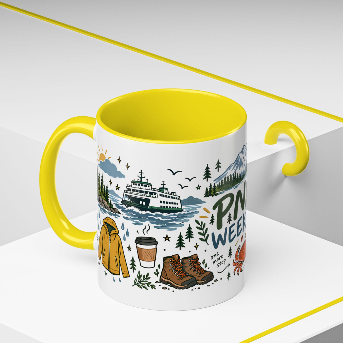 PNW Weekend Accent Coffee Mug — Pacific Northwest Adventure Travel Design (11/15 oz)