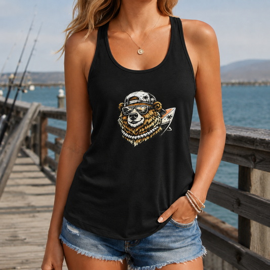 Surfer Bear Racerback Tank