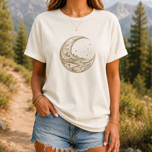 Moonwave Crescent Wave Ocean Moon T-shirt