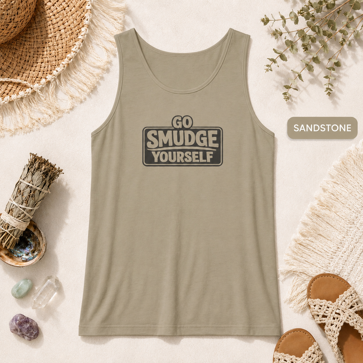 Go Smudge Yourself Retro Tank Top — Vintage Block Text Graphic