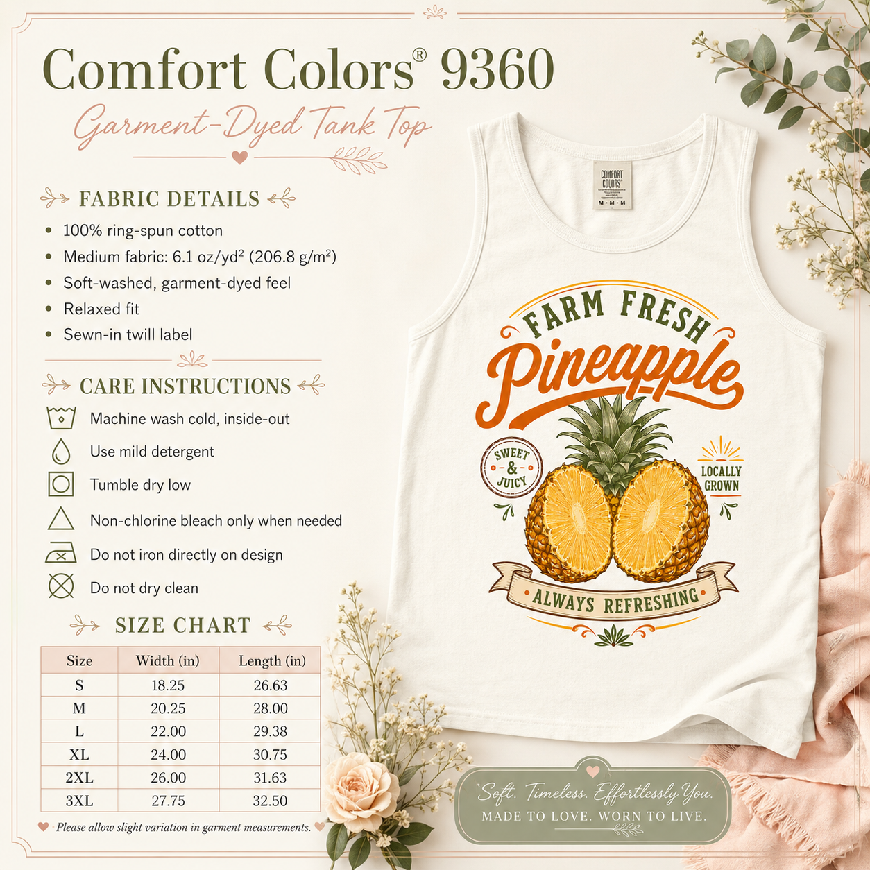 Pineapple Farm Fresh Tank Top — "Always Refreshing" Tropical Graphic