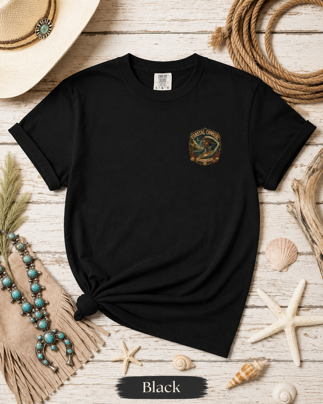 Coastal Cowgirl T-Shirt — Wild Tide Rider Graphic Tee