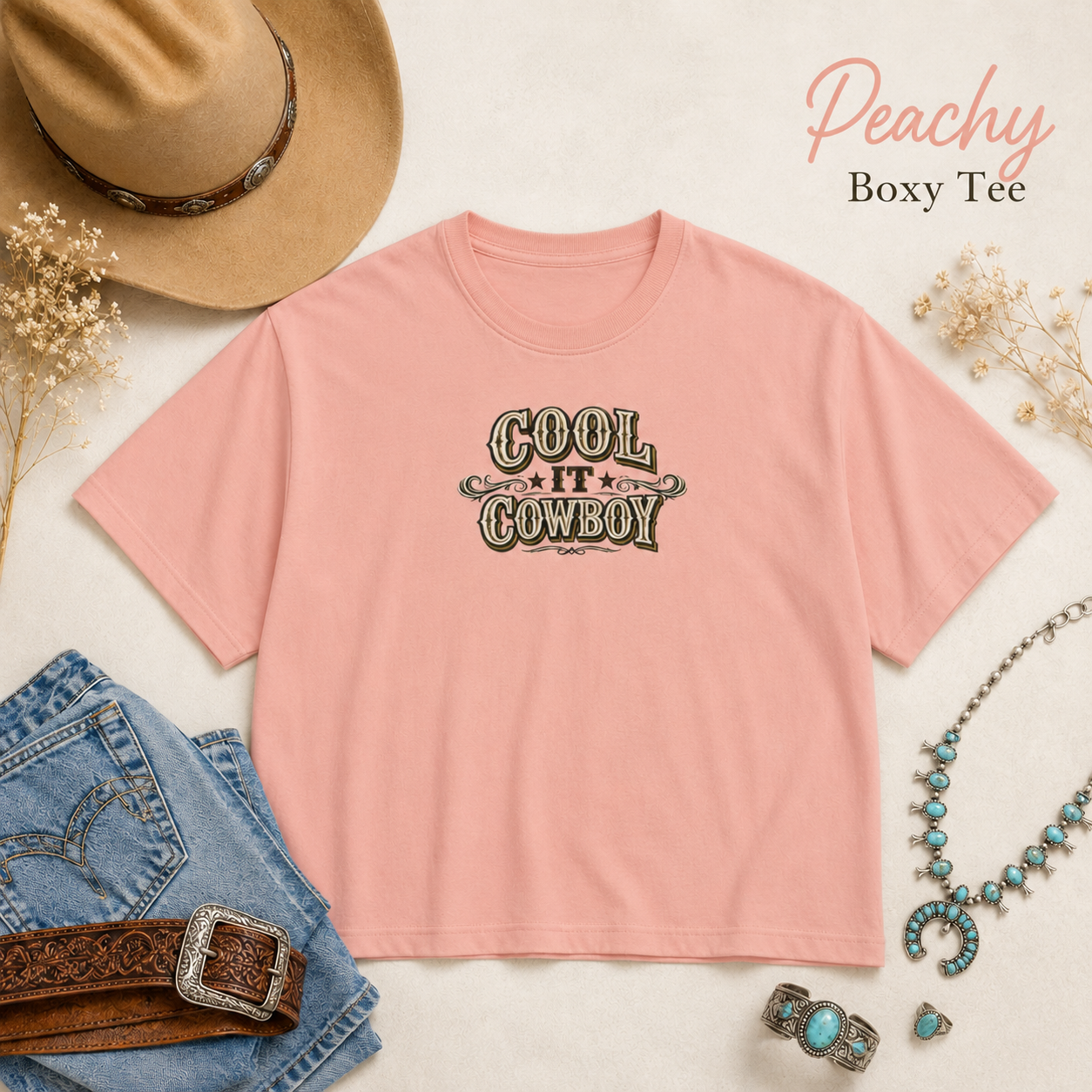 Cool It Cowboy Women's Boxy Tee — Western Graphic Tee