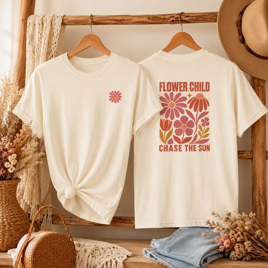 Chase The Sun Flower Child Retro Floral T-Shirt