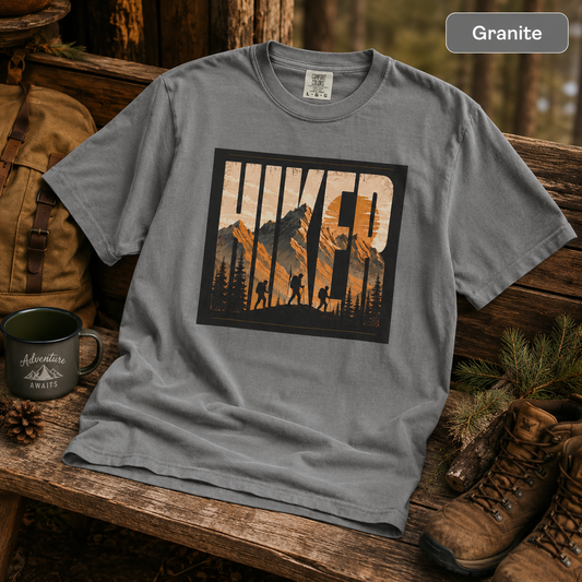 Mountain Silhouette Hiker Graphic T-Shirt — Adventure Tee
