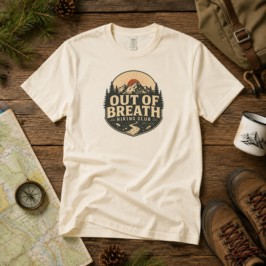 Out of Breath Hiking Club T-Shirt — Outdoor Mountain Trail Tee