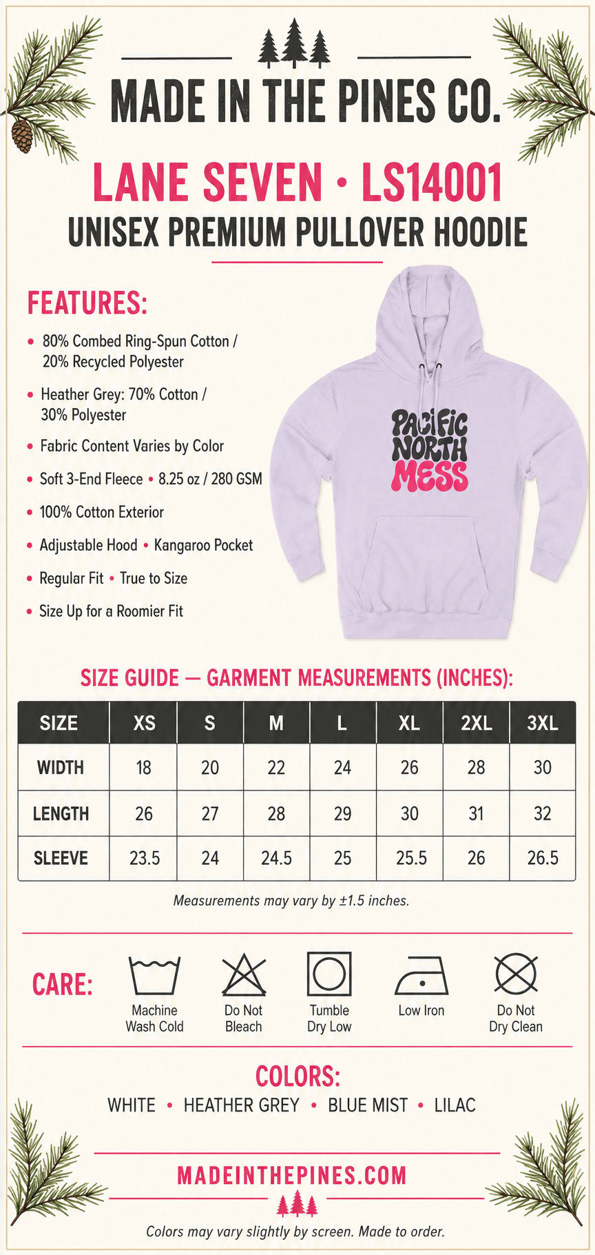 Pacific North Mess Hoodie — Retro Bubble Letter Graphic Pullover