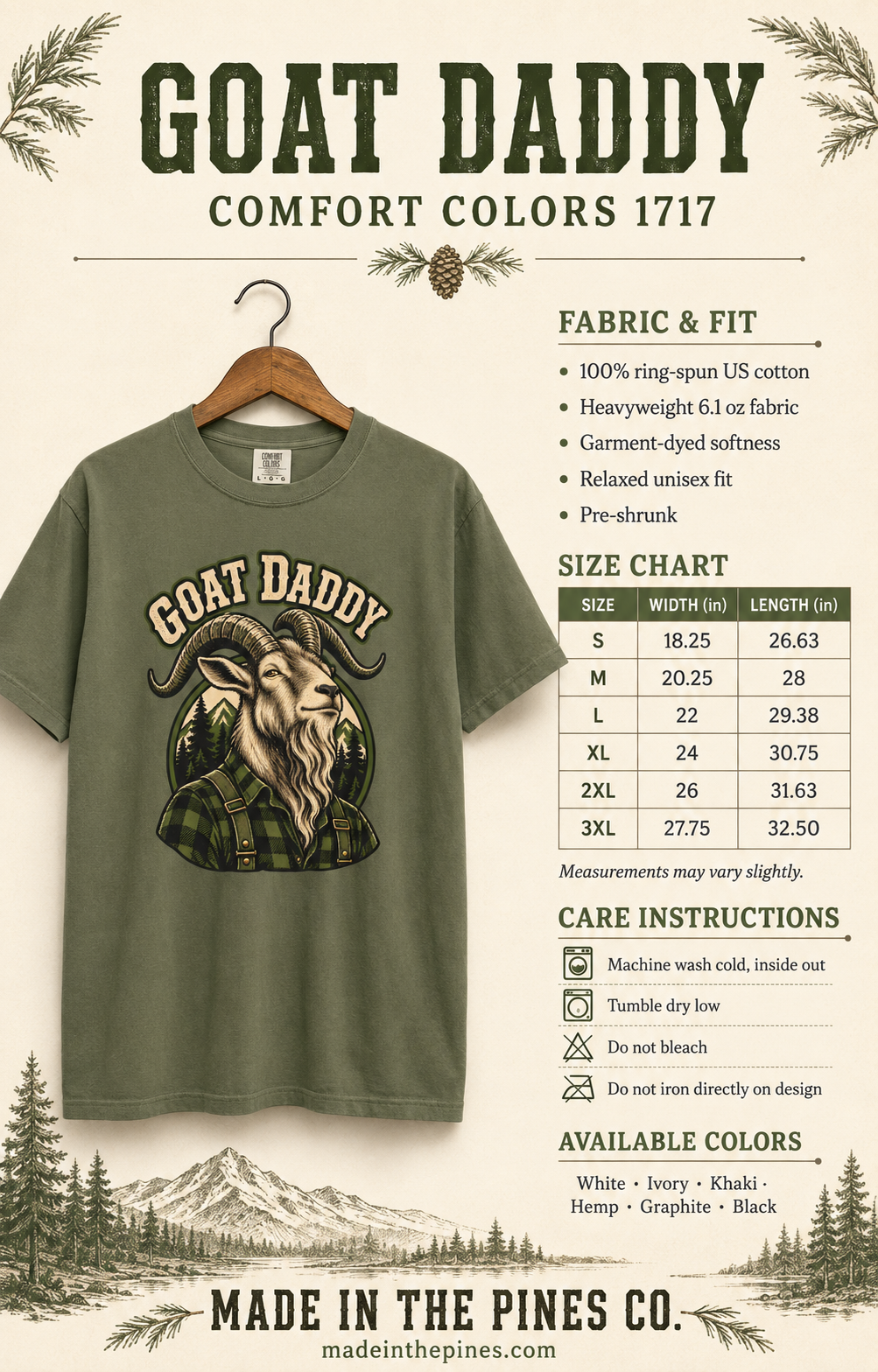 Goat Daddy T-Shirt — Vintage Lumberjack Goat Graphic Tee for Farmers & Animal Lovers