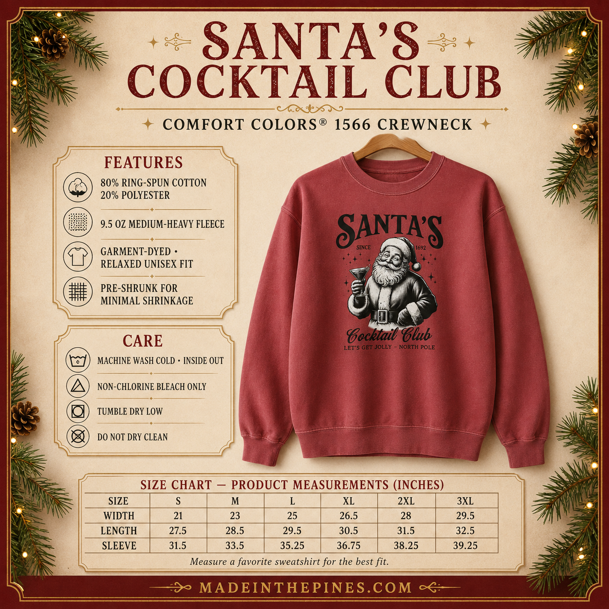 Santa’s Cocktail Club Sweatshirt — Vintage Holiday Crewneck