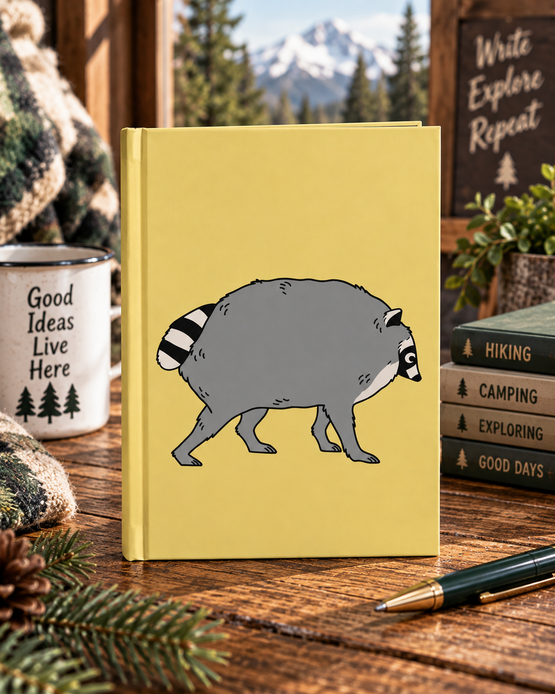 Chunky Raccoon Hardcover Journal – Funny Trash Panda Lined Notebook, Cute Woodland Animal Writing Journal, Nature Lover & Raccoon Gift