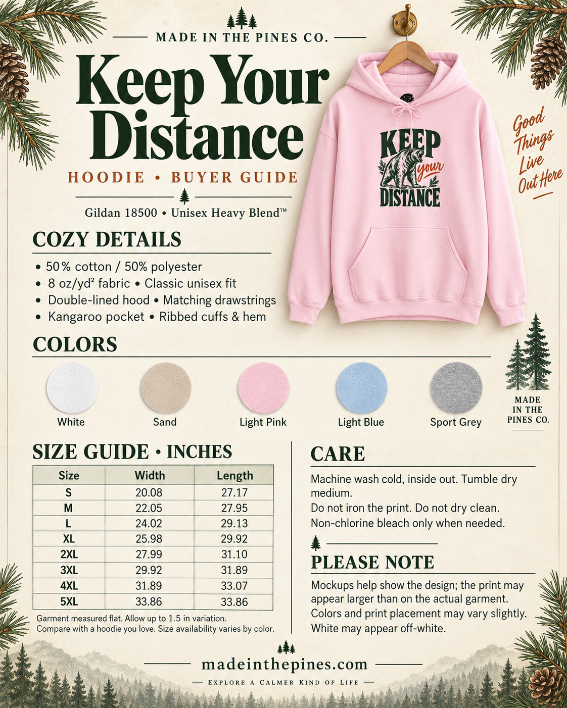 Hoodie — "Keep Your Distance" Bear Graphic Pullover