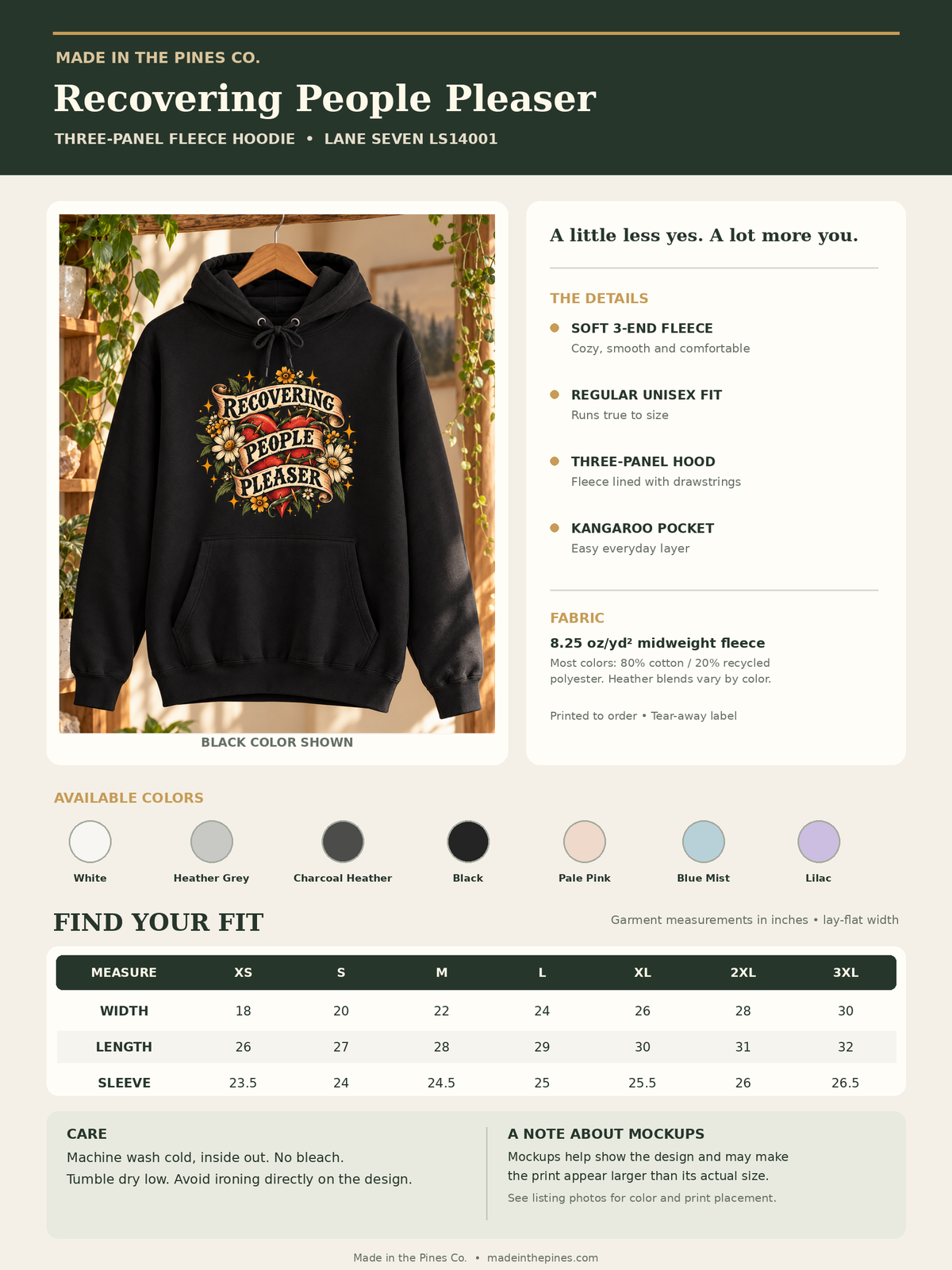 Recovering People Pleaser Hoodie — Vintage Floral Self-Care Pullover