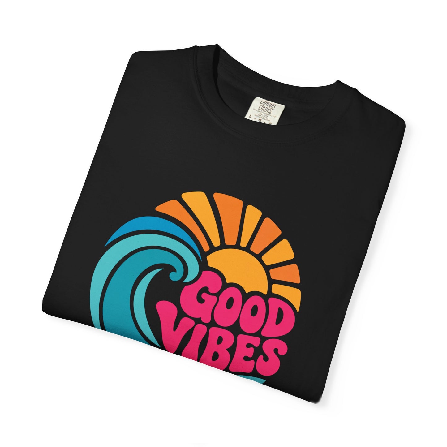 Good Vibes Ocean Retro Beach Graphic T-shirt | Summer Wave Coastal Vacation Tee