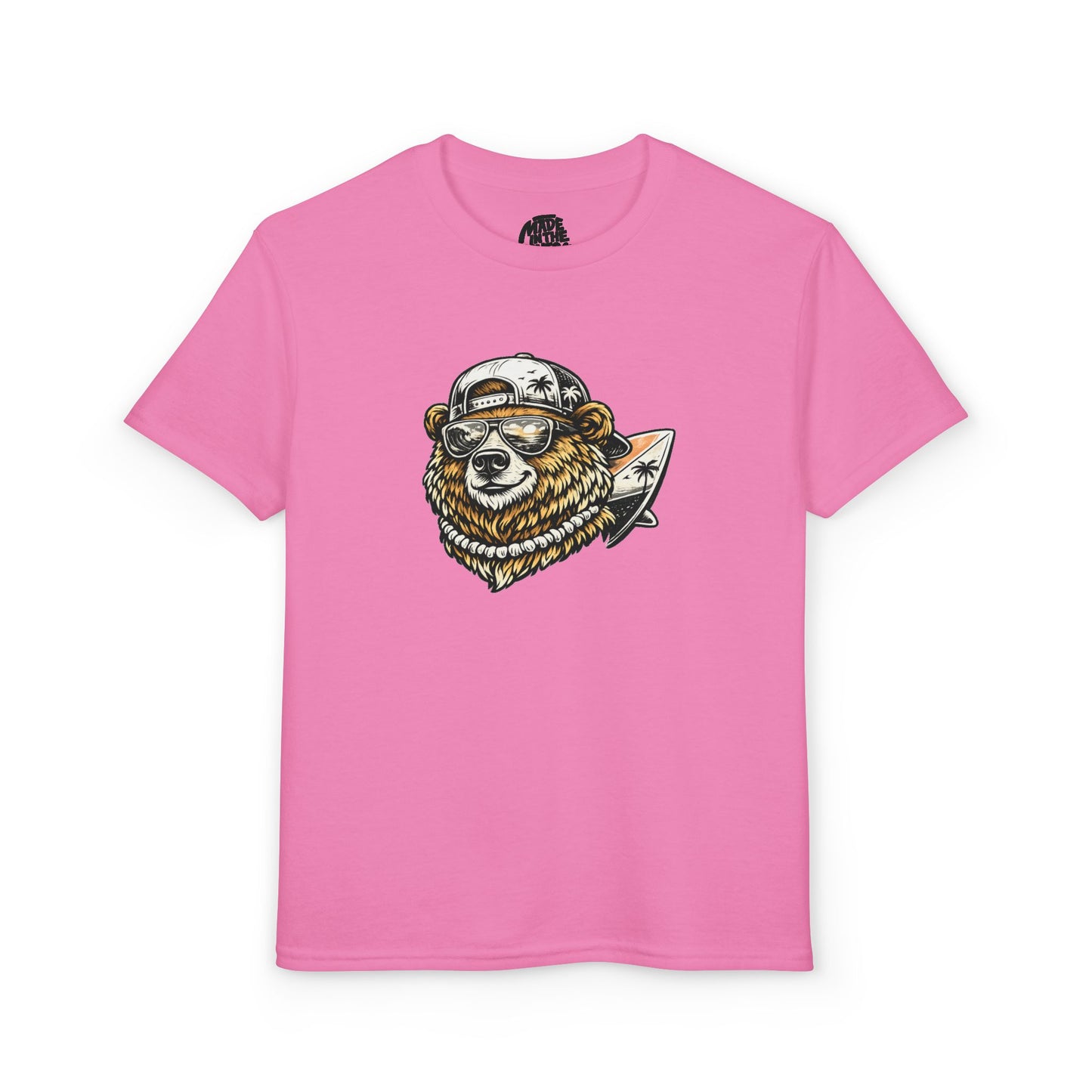 Surfing Bear Youth T-Shirt — Cute Surfing Bear Graphic Tee for Kids