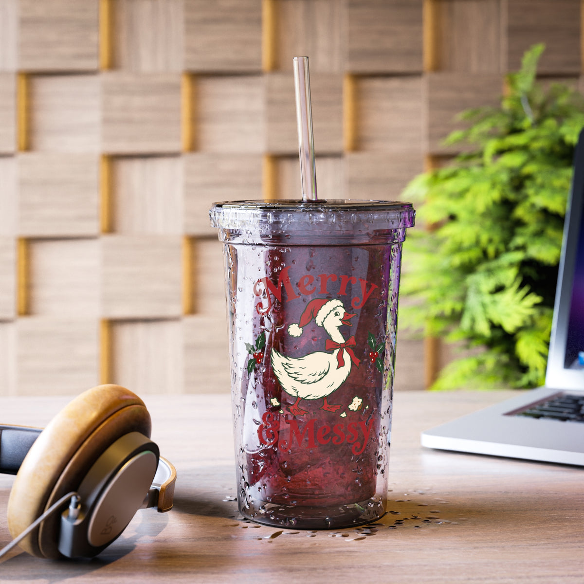 Merry & Messy Duck Acrylic Cup | Christmas Holiday Tumbler