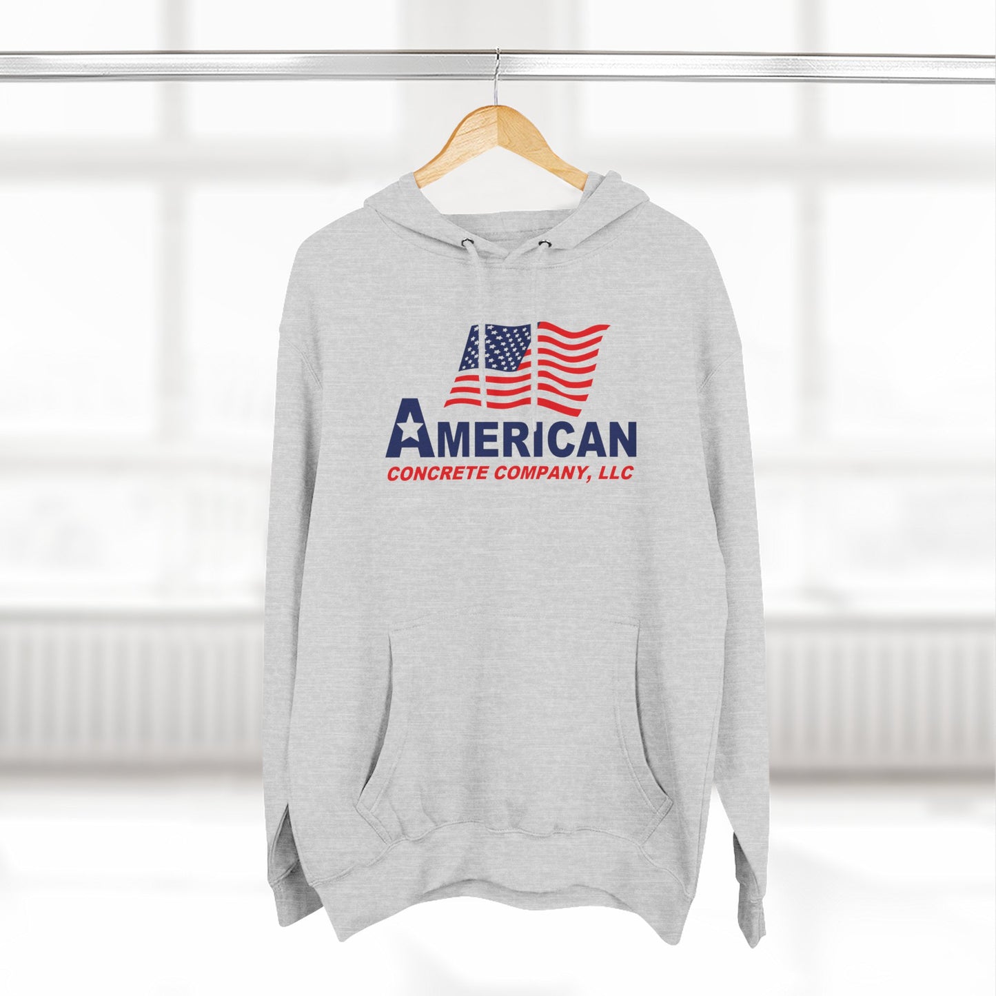 American Concrete Logo Hoodie | Flag and Gear Construction Design