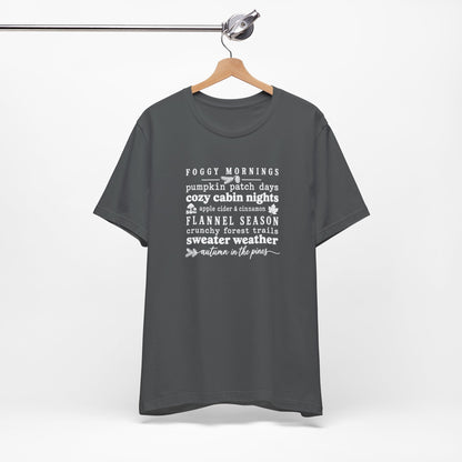 Fall Vibes Tee — "Foggy Mornings, Pumpkin Patch Days" Autumn Graphic Shirt