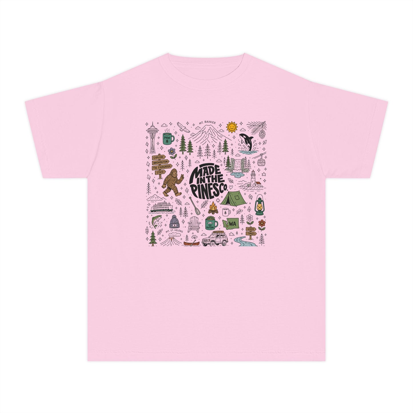 Pacific Northwest Pines Doodle Youth Tee