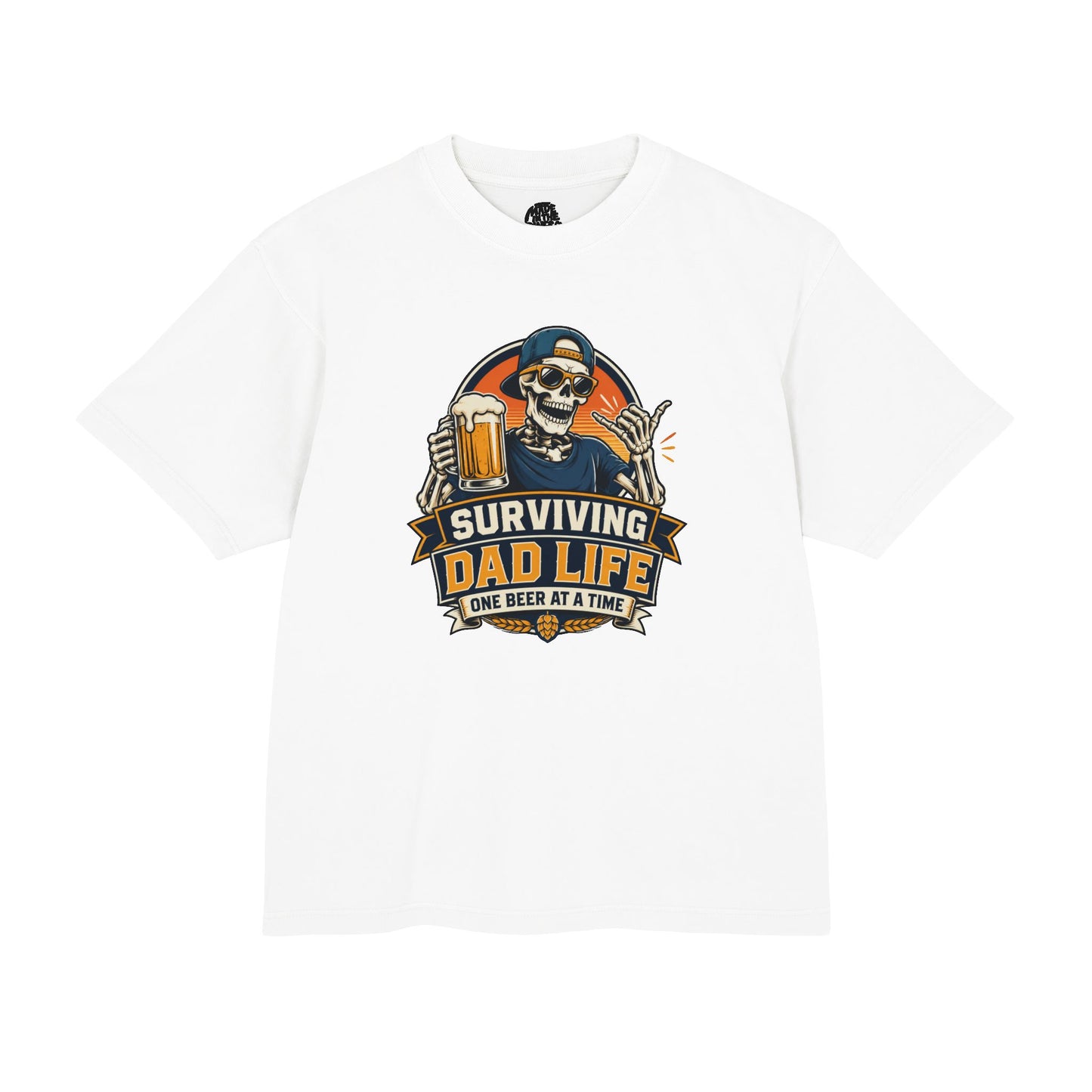 Surviving Dad Life Beer Skeleton Tee | Dad Camping BBQ Father's Day