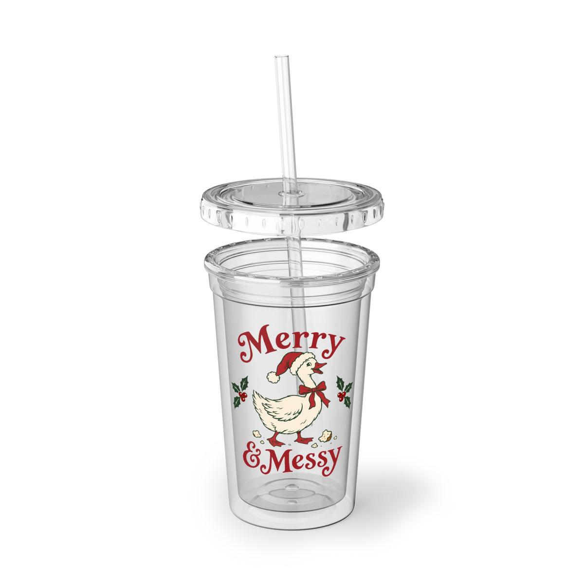 Merry & Messy Duck Acrylic Cup | Christmas Holiday Tumbler