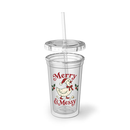 Merry & Messy Duck Acrylic Cup | Christmas Holiday Tumbler