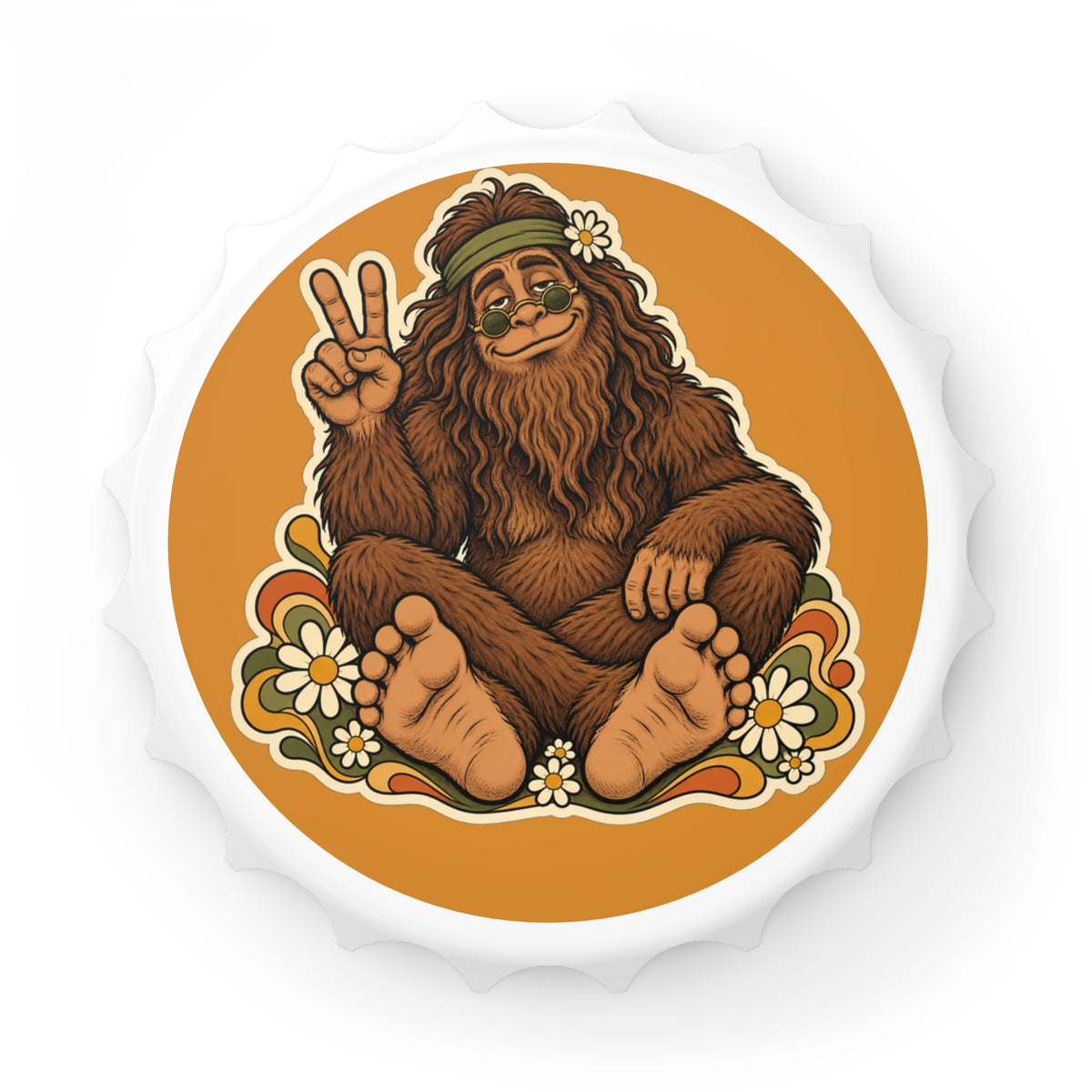 Peace Sign Bigfoot Bottle Opener