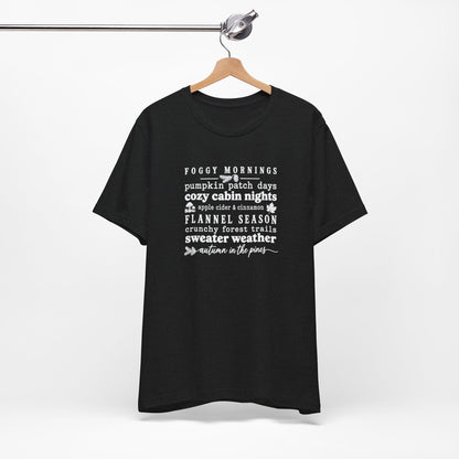 Fall Vibes Tee — "Foggy Mornings, Pumpkin Patch Days" Autumn Graphic Shirt
