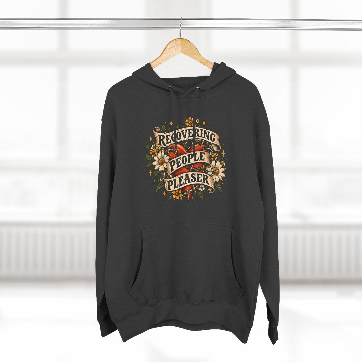 Recovering People Pleaser Hoodie — Vintage Floral Self-Care Pullover