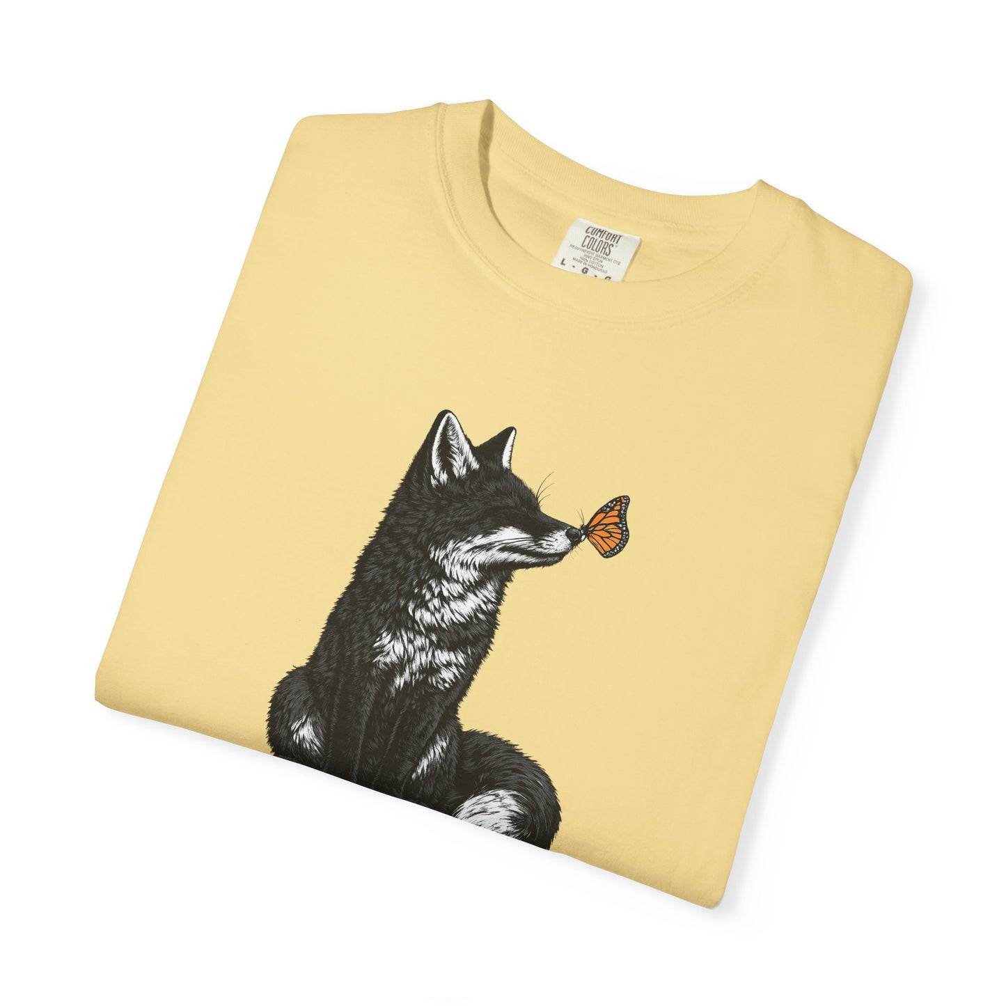 Butterfly Kissing Fox T-Shirt | Fox and Butterfly Illustration Tee