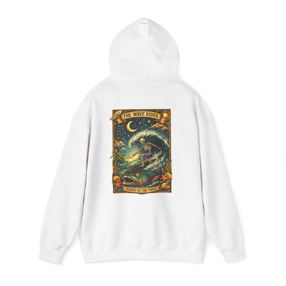 Tarot Surf Hoodie — The Wave Rider Skeleton Surfing Fish, Celestial Ocean Pullover
