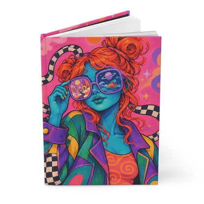 Psychedelic Space Girl Hardcover Journal — Lined Matte Notebook
