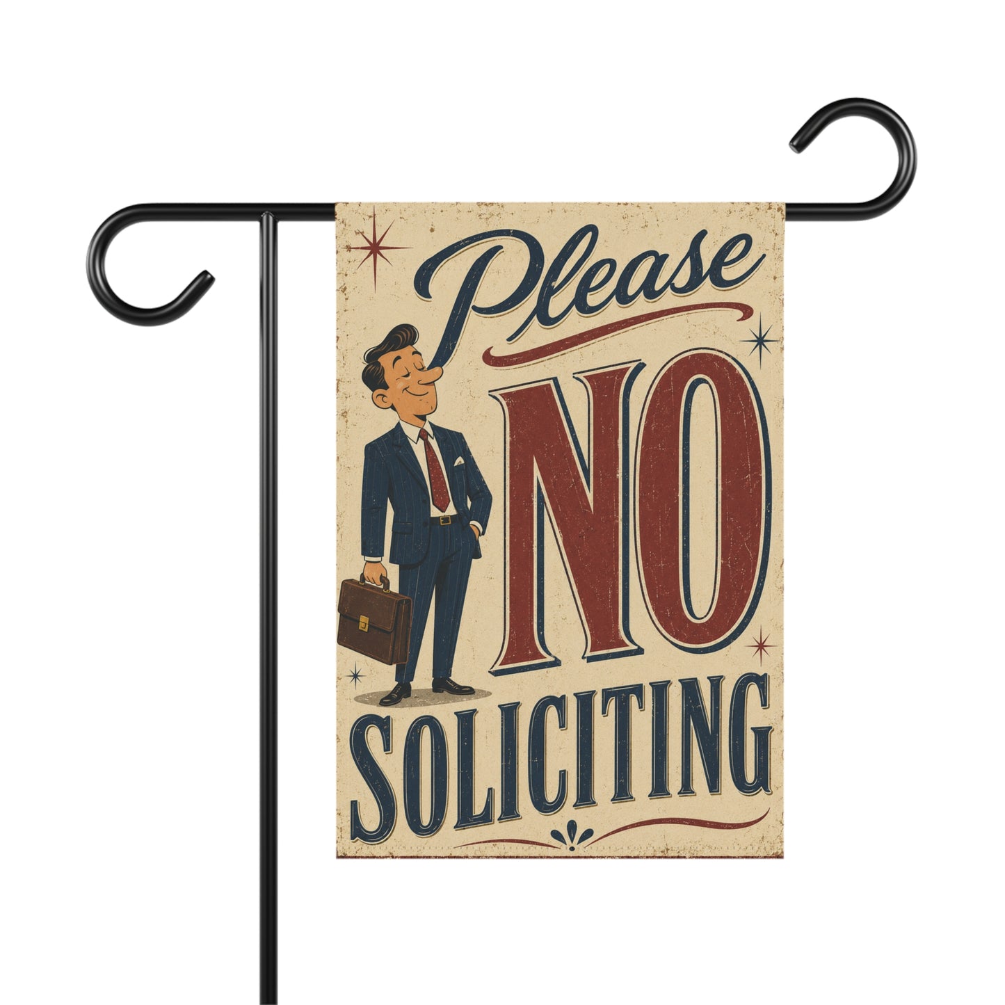 Please No Soliciting Vintage Garden & House Banner | Retro Sign Banner