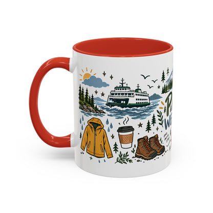 PNW Weekend Accent Coffee Mug — Pacific Northwest Adventure Travel Design (11/15 oz)