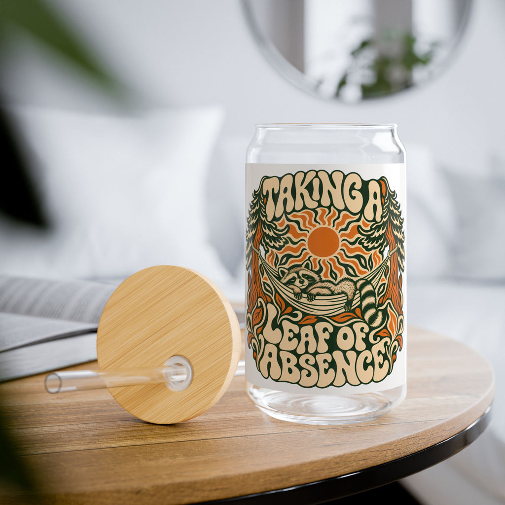 16oz Sipper Glass – 'Taking a Leaf of Absence' Retro Nature Design
