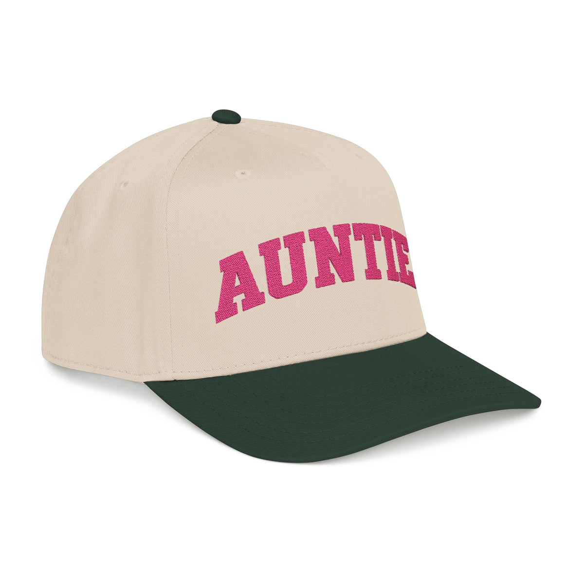 Auntie Baseball Cap — Pink Text Mid-Profile Hat