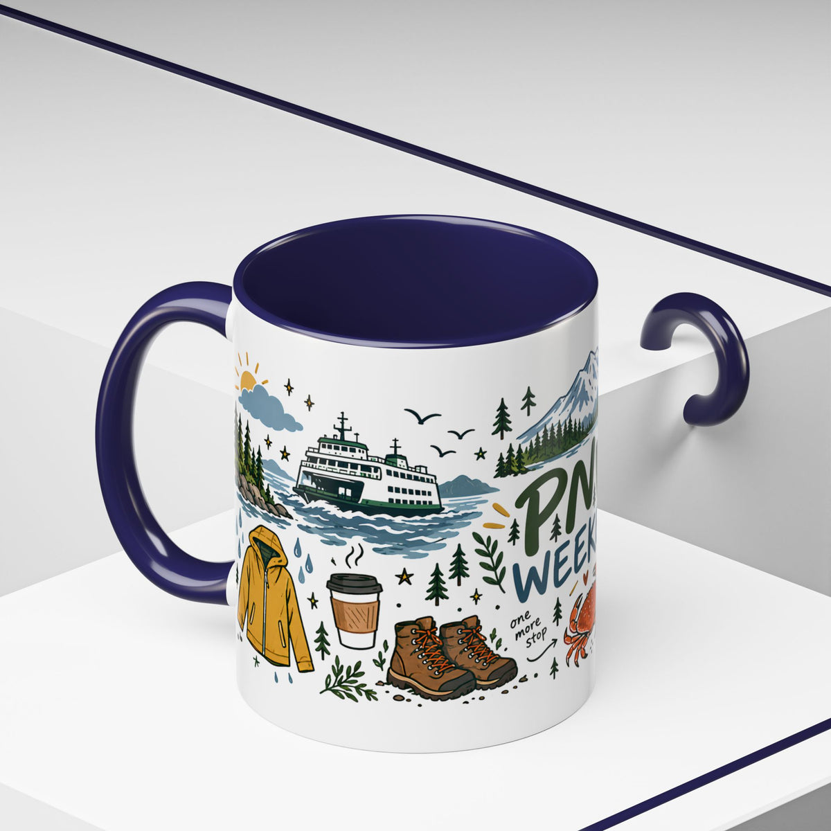 PNW Weekend Accent Coffee Mug — Pacific Northwest Adventure Travel Design (11/15 oz)