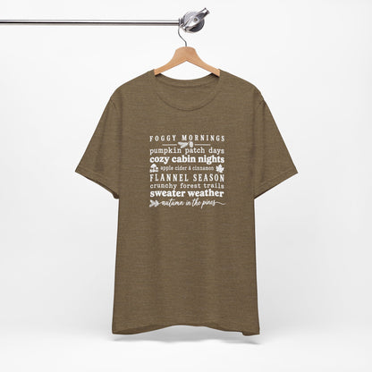 Fall Vibes Tee — "Foggy Mornings, Pumpkin Patch Days" Autumn Graphic Shirt