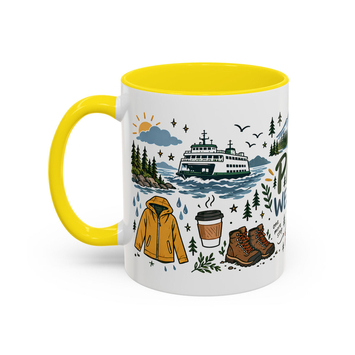 PNW Weekend Accent Coffee Mug — Pacific Northwest Adventure Travel Design (11/15 oz)