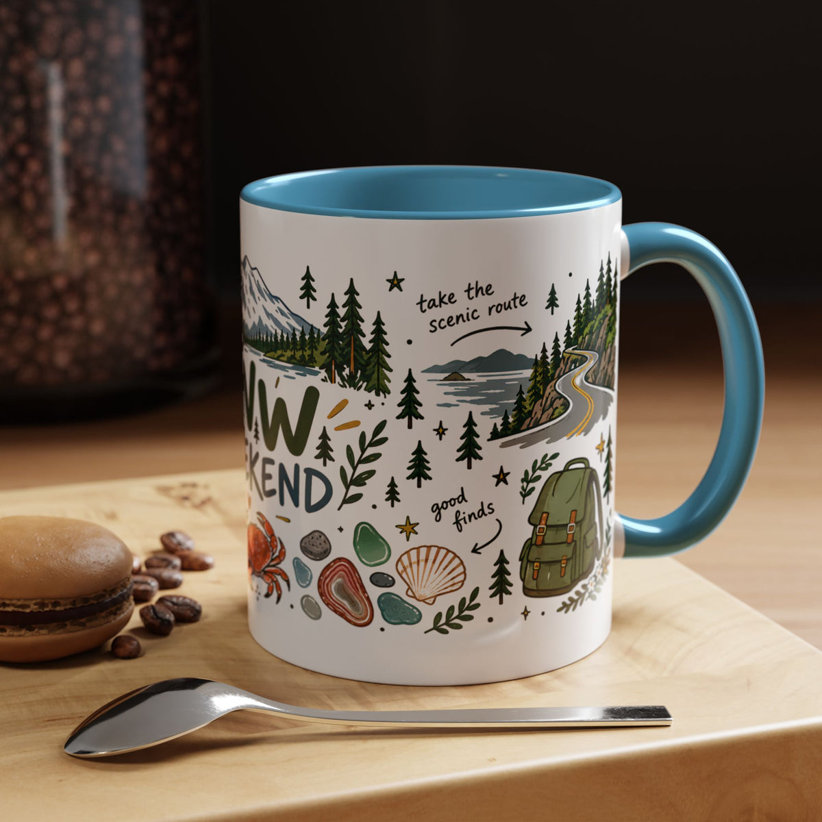 PNW Weekend Accent Coffee Mug — Pacific Northwest Adventure Travel Design (11/15 oz)