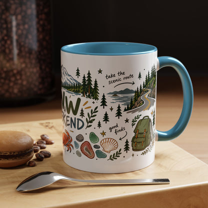 PNW Weekend Accent Coffee Mug — Pacific Northwest Adventure Travel Design (11/15 oz)