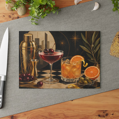 Cocktail Glass Cutting Board — Vintage Bar Art Glass Chopping Board