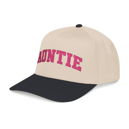 Auntie Baseball Cap — Pink Text Mid-Profile Hat