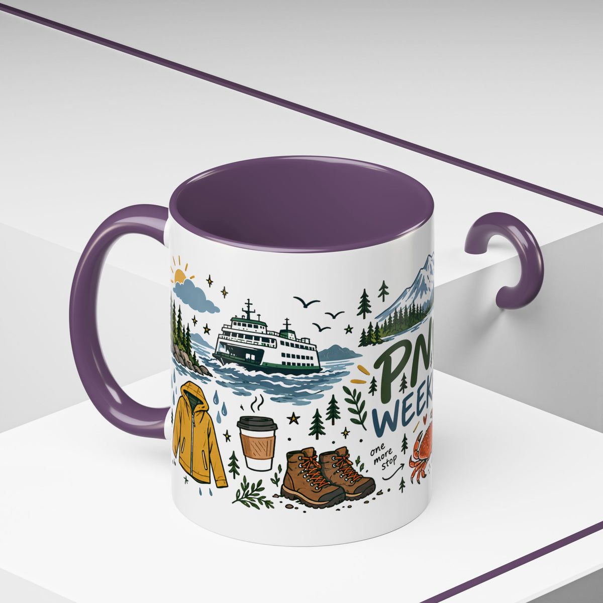 PNW Weekend Accent Coffee Mug — Pacific Northwest Adventure Travel Design (11/15 oz)