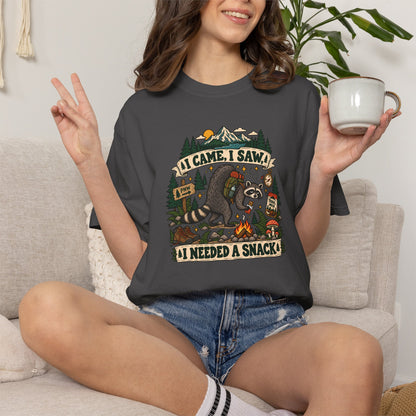 T-Shirt - 'I Came, I Saw, I Needed a Snack' Bear Camping Graphic