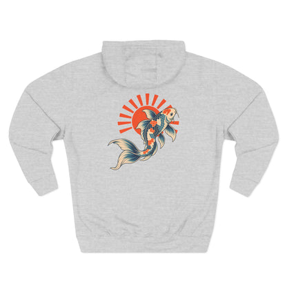 Koi Fish Rising Sun Hoodie | Japanese Koi Graphic Pullover