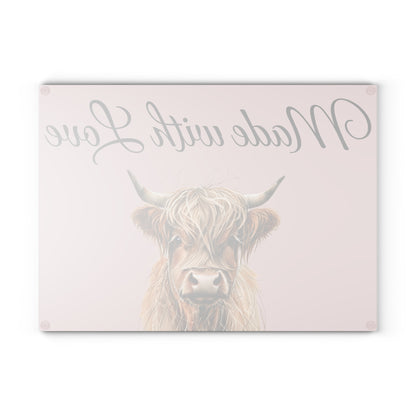 Highland Cow Personalized Glass Cutting Board | Kitchen Decor
