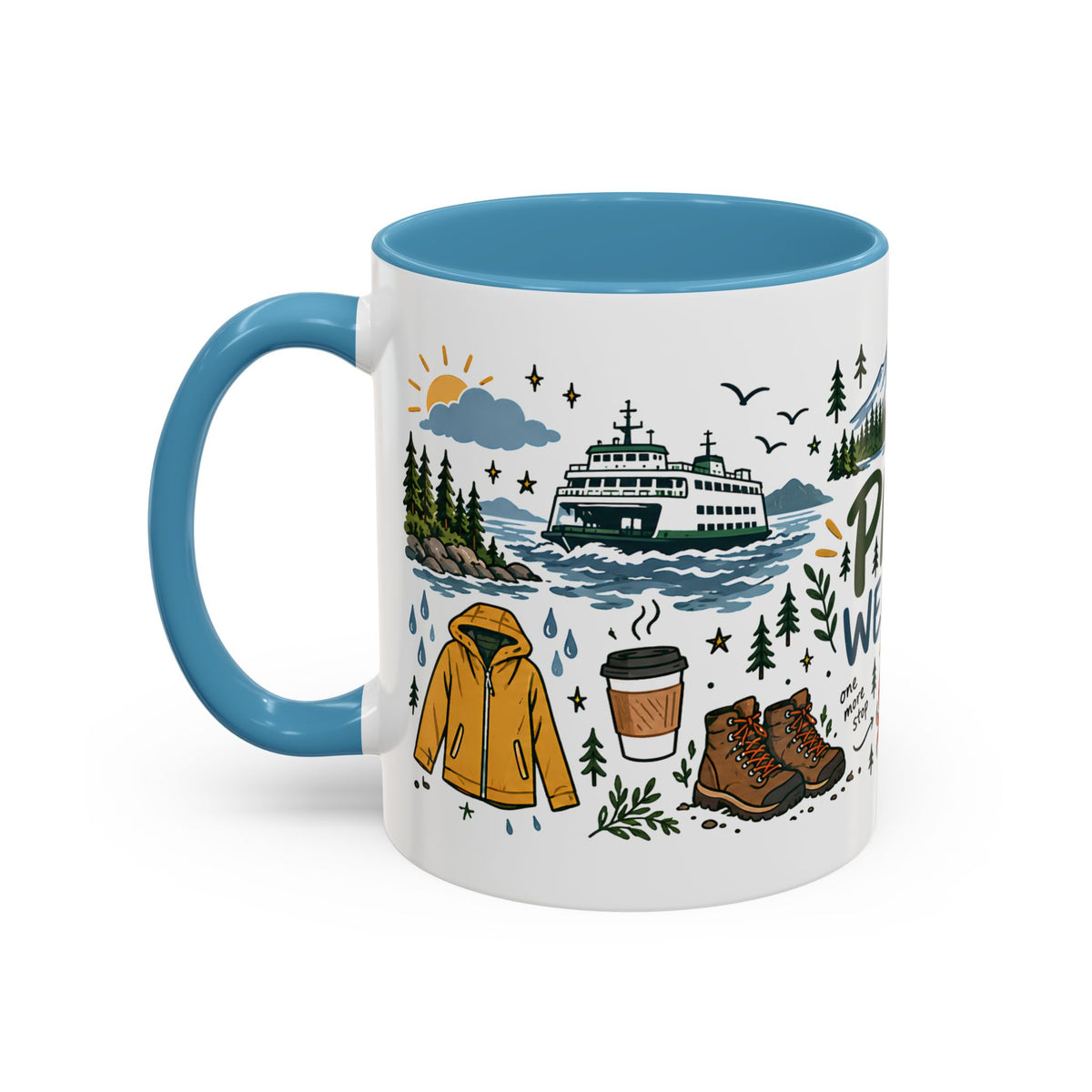 PNW Weekend Accent Coffee Mug — Pacific Northwest Adventure Travel Design (11/15 oz)