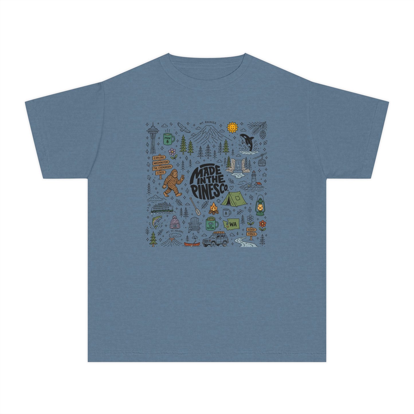 Pacific Northwest Pines Doodle Youth Tee