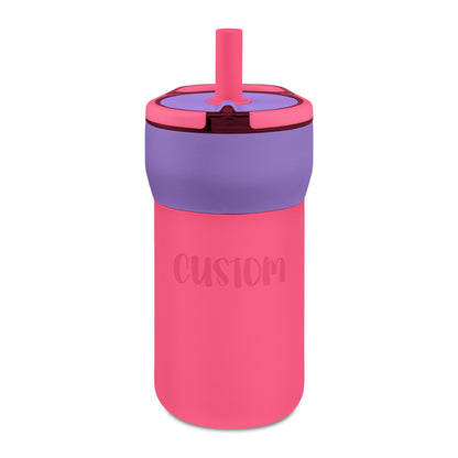 Kids Leakproof Straw Tumbler — 12oz Engraved Personalized Water Bottle